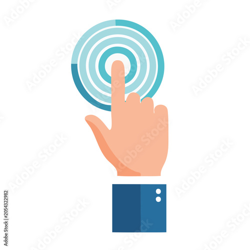 Hand Clicking Button Flat Design Vector