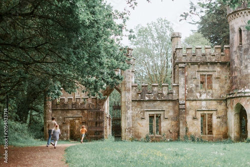 Children Exploring Historic Ballysaggartmore Towers in County Waterford, Ireland
