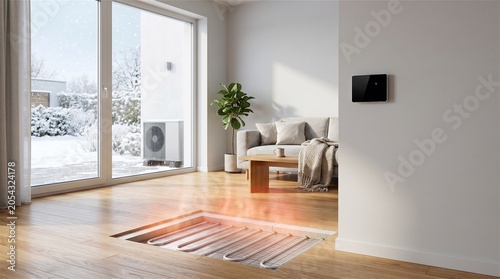 Modern Living Room with Underfloor Heating System