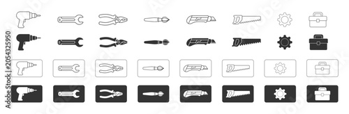 Hardware and repair service icons pack for web design