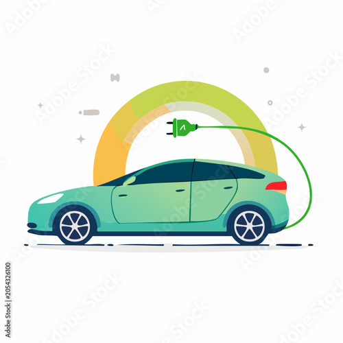 Electric Car Charging Illustration
