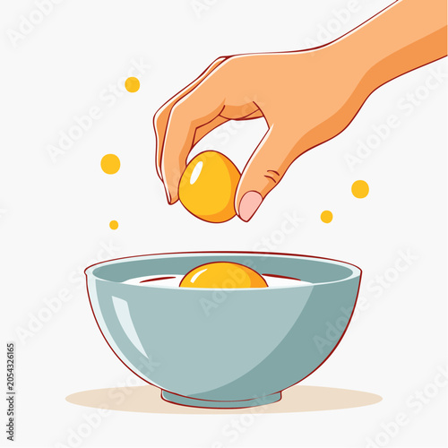 Hand Cracking Egg into Bowl