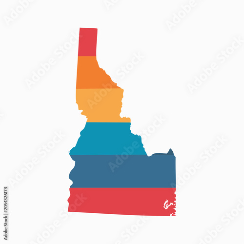 Idaho State Map with Colorful Stripes