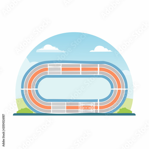 Illustration of a Running Track and Stadium Seating