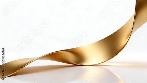 Golden ribbon on white background