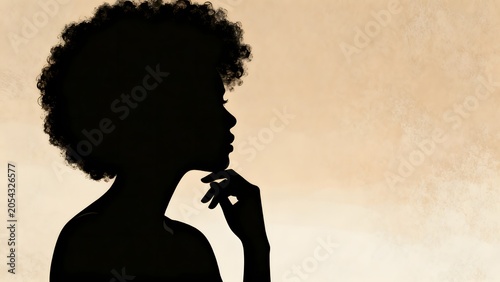Silhouette of a person with hand on chin