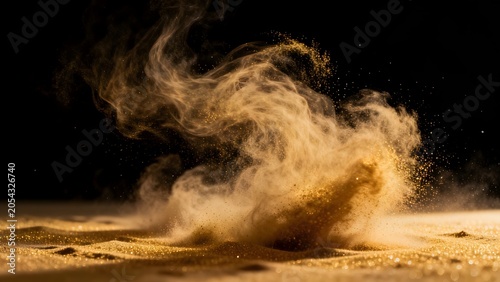 Dust cloud rising from sand