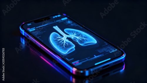 Smartphone displaying lung xray
