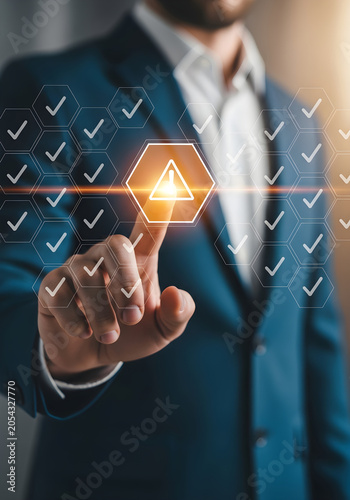 Professional identifying a critical warning in digital interface