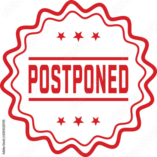 Bilde på lerret Postponed rubber stamp seal with red color and stars