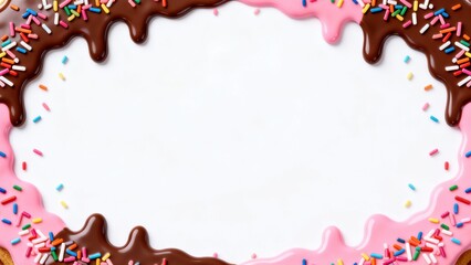 Dessert border with chocolate and sprinkles