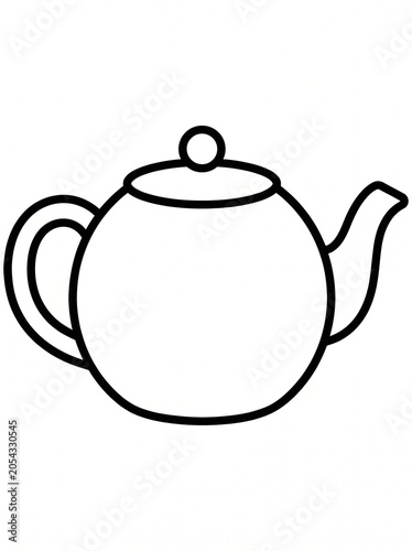 Simple Uncolored Classic Teapot Coloring Page