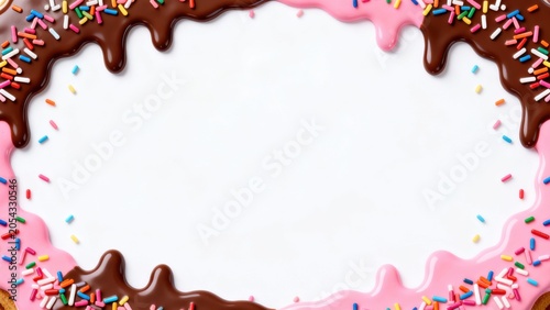 Dessert border with chocolate and sprinkles