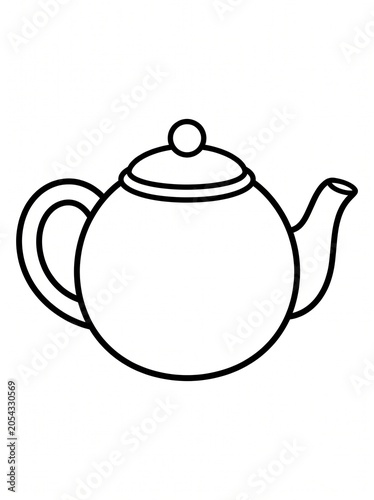 Simple Uncolored Classic Teapot Coloring Page