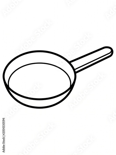 Simple Uncolored Kitchen Frying Pan Coloring Page
