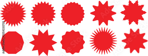 Obraz na płótnie Red abstract geometric spiky shapes and circles illustration