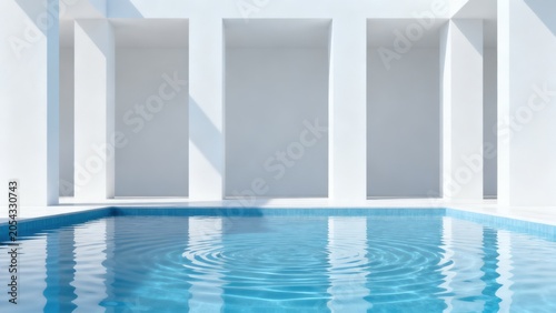 Modern white pool with architectural columns