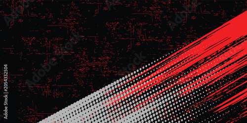 Abstract grunge racing background with red scratches and halftone dots