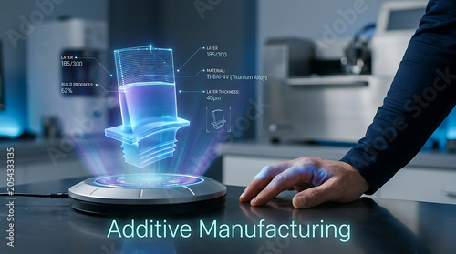 3D Printing Technology with Hand and Additive Manufacturing Hologram