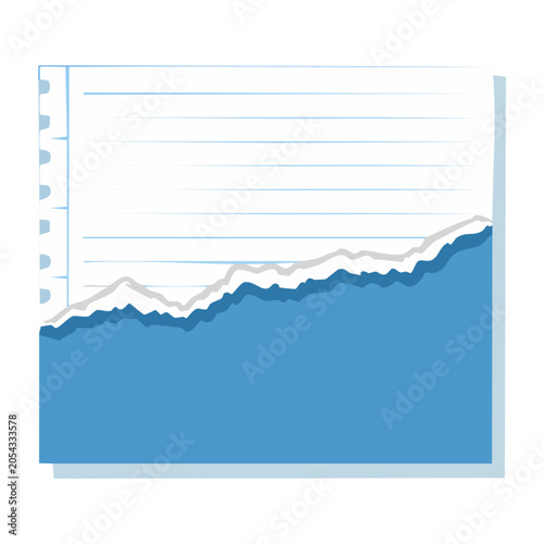 Graph on Torn Paper Flat Design Vector