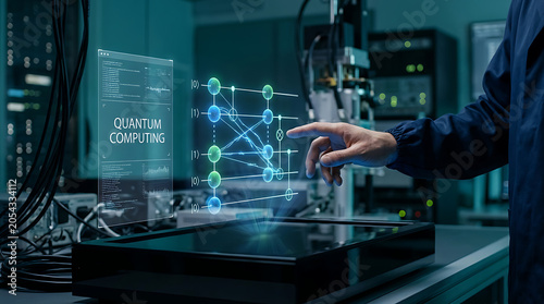 Quantum Computing Technology with Hand Touching Holographic Qubit Circuit