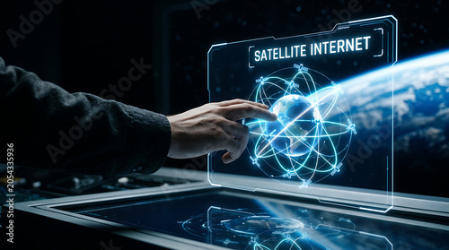 Satellite Internet Technology with Hand and Orbit Constellation Hologram