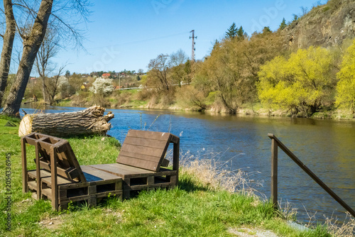 фотографія Beautiful views of the spring Berounka river, forest and mountains, Czech