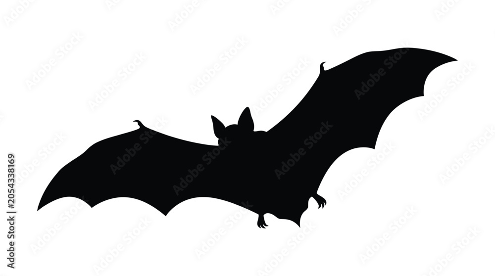Fototapeta premium Bat Silhouette Against A White Background A Dark Graphic Design Silhouette