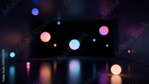 Colorful spheres in a dark room