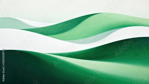 Abstract green and white wavy forms