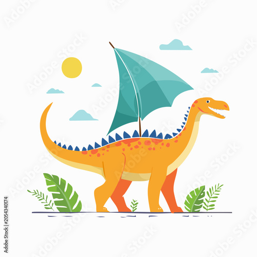 Cartoon Dinosaur with Sail