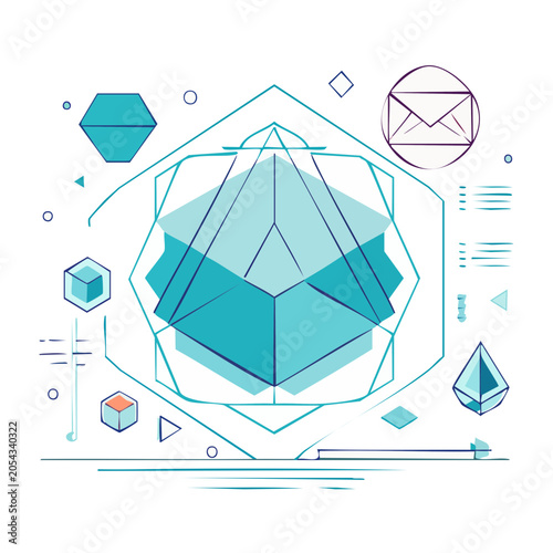 Geometric Crystal Vector Illustration