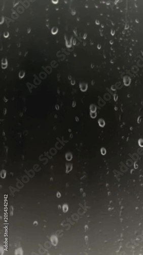 Rainy Night, Window with Rain Drops, Dark Background