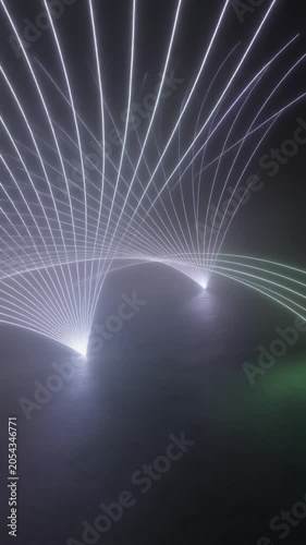 Futuristic Laser Beam Light Show in Fog Generative AI