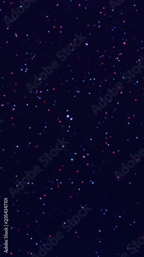 Red white and blue particles of light on a dark blue background