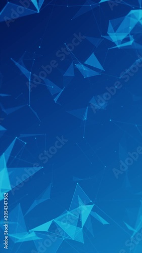 Blue polygonal network on a digital background, abstract technology animation