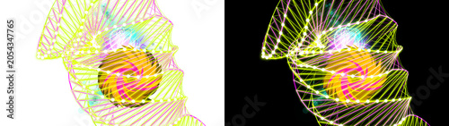 Quadro su tela PNG image of Abstract Swirl Fractal Art, Vibrant Neon Light Trails, Psychedelic