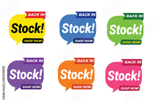 Vibrant Back in Stock Sale Banners with Shop Now Tags for Promotions