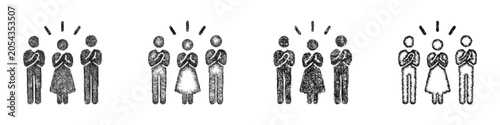 Foto Black and white sketch standing ovation icon design set