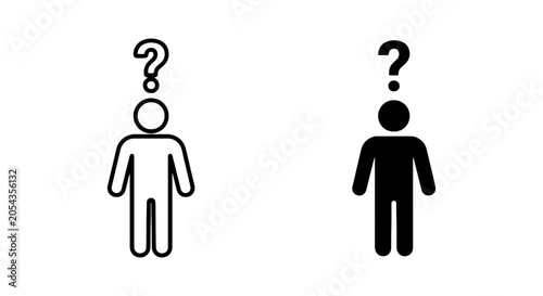 Tableau sur toile Question Mark Icon, Human Silhouette, Uncertainty Symbol, Confusion Concept, Bla