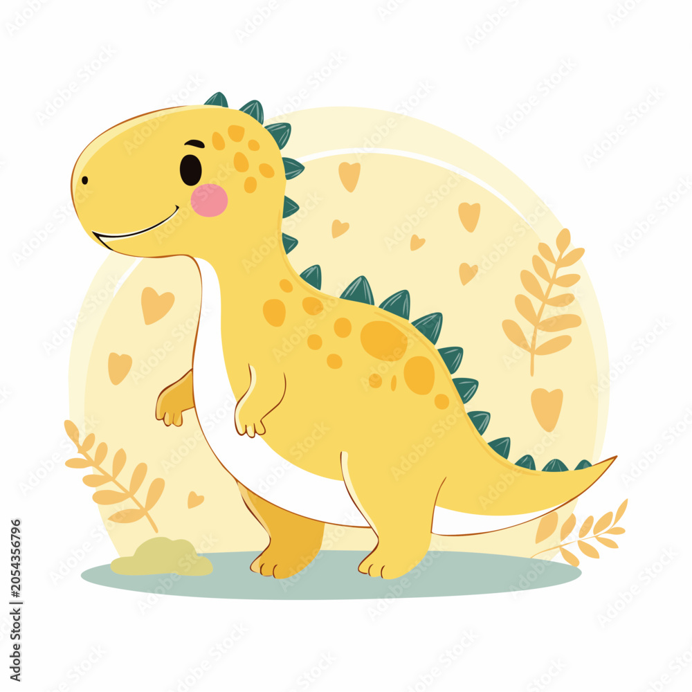 Fototapeta premium Cute Yellow Dinosaur Illustration