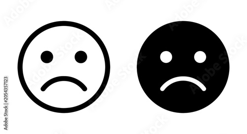 Photos Sad Face Icons, Negative Emotion Symbols, Unhappy Expression Graphics, Vector Ar