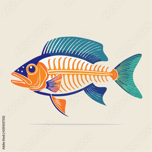 Stylized Fish Skeleton Illustration