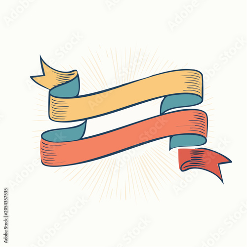 Vintage Ribbon Banner with Sunburst Effect