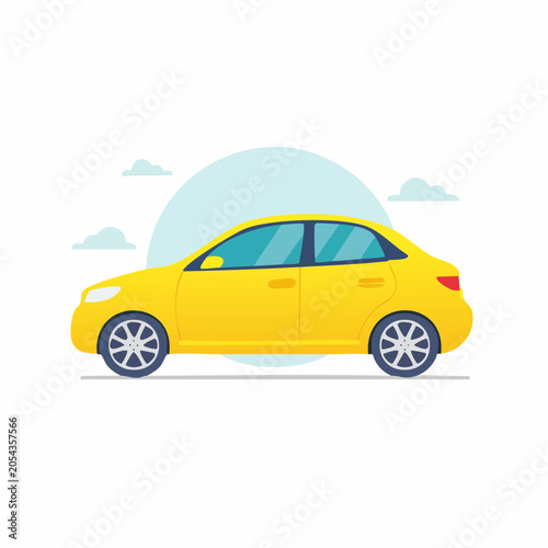 Yellow Sedan Car Illustration