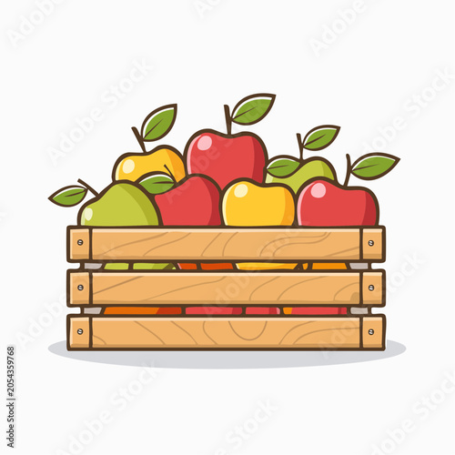 Wooden Crate Full of Fresh Apples