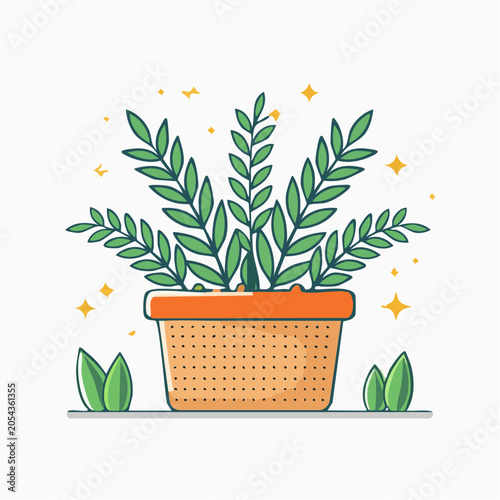 Potted Houseplant with Sparkles