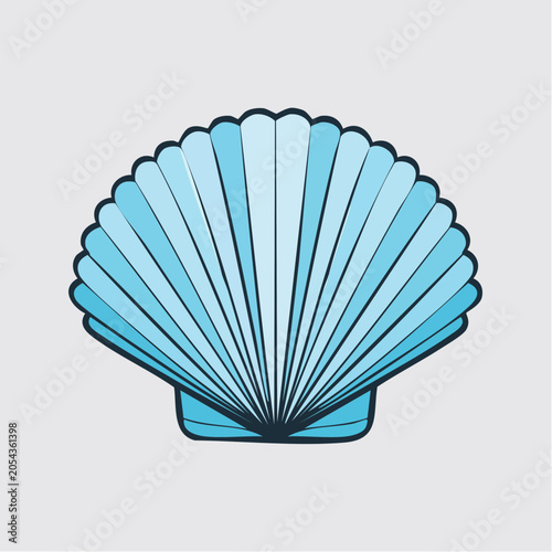 Stylized Blue Scallop Shell Illustration