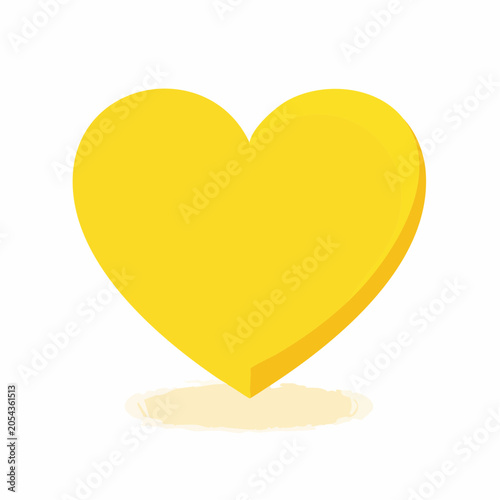 Yellow Heart Icon with Shadow
