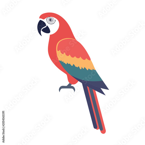 Flat Illustration of a Red Macaw